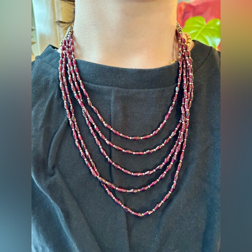 Vintage Moroccan Red Garnet Necklace with .925 Sterling Silver